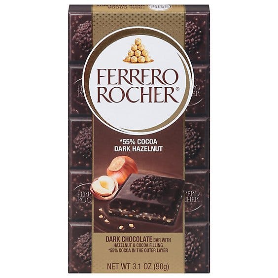 Is it Peanut Free? Ferrero Rocher 55% Dark Chocolate Bar With Hazelnut & Cocoa Filling