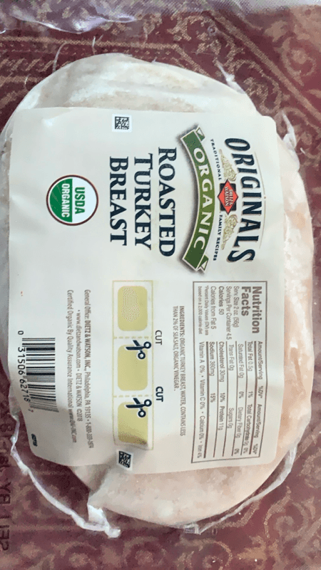 Is it Dairy Free? Dietz & Watson Originals Organic Roasted Turkey Breast