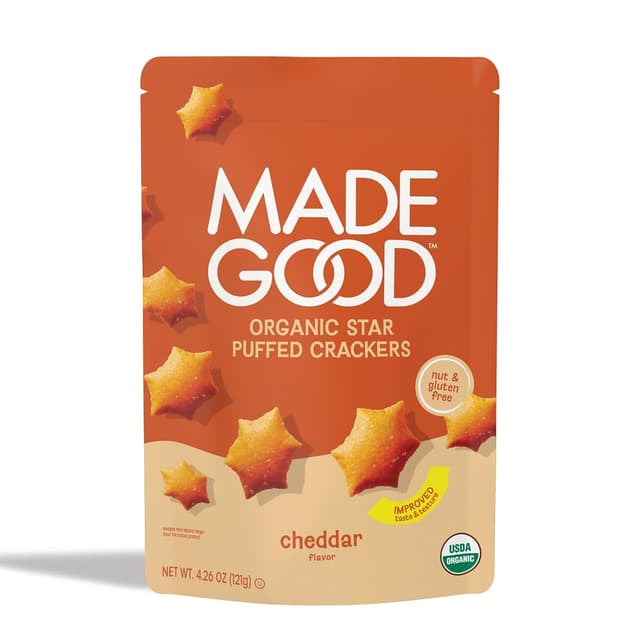 Is it Dairy Free? Made Good Organic Star Puffed Crackers Cheddar Flavor Gluten Free